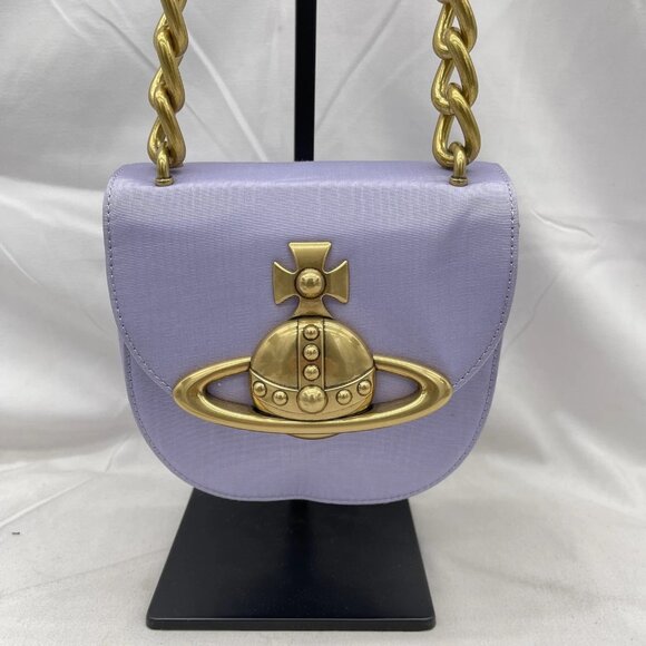 Vivienne Westwood Womens Jodie Saddle Bag Satin Lilac - Picture 10 of 12